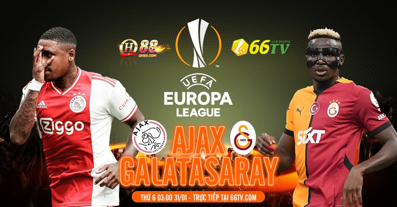 Tỉ lệ cược Ajax vs Galatasaray từ nhà cái QH88 đang là +0, tài xỉu là 3.5