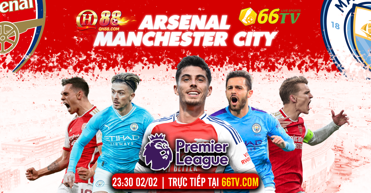 Nhà cái QH88 đưa ra mức cược trận đấu Arsenal vs Manchester City là Arsenal -0.5, tài xỉu là 2.75