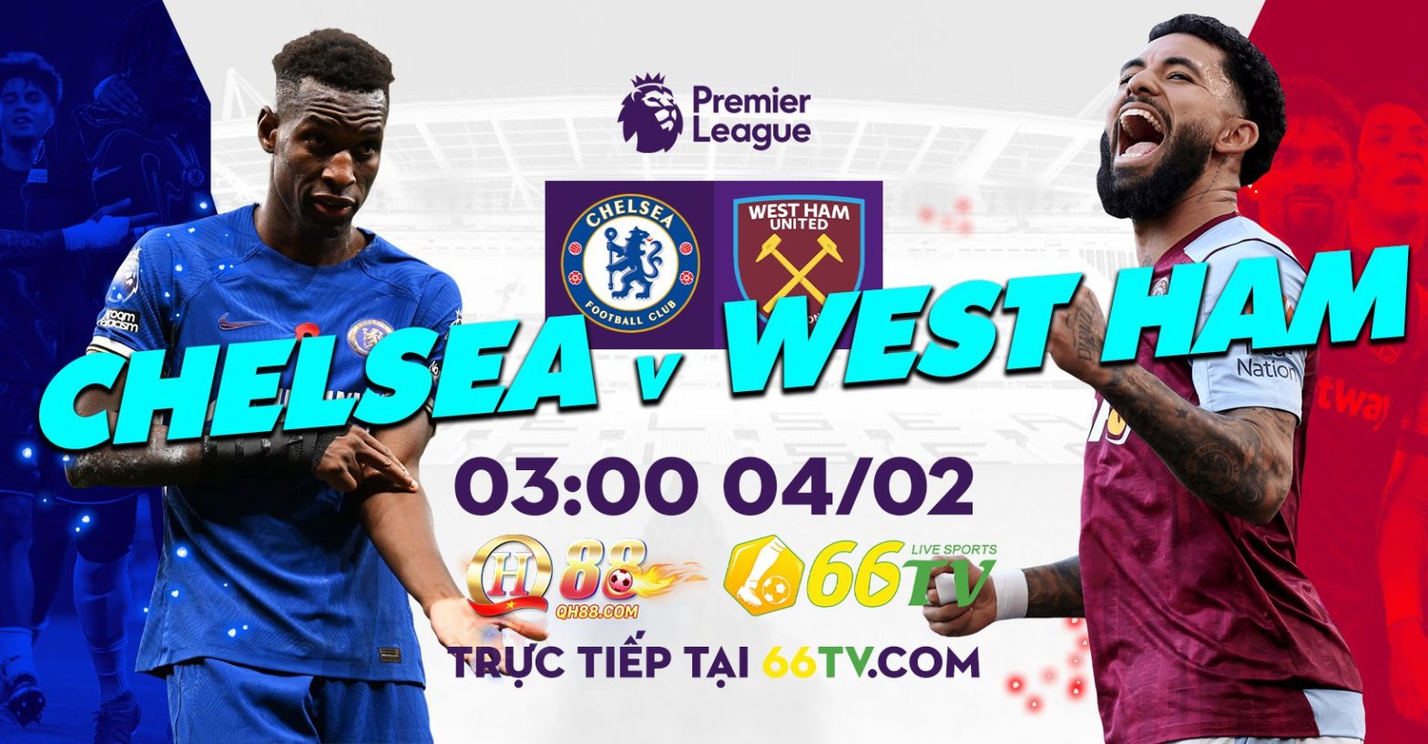 Chelsea vs West Ham có mức cược từ nhà cái QH88 là Chelsea -1.5, tài xỉu là 3.5