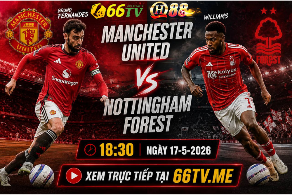 Nhận định trận đấu giữa Manchester United và Nottingham Forest thuộc vòng 37 Giải bóng đá Ngoại hạng Anh (Premier League) diễn ra vào lúc 18h30 ngày 17/05/2026 trên sân vận động Old Trafford . Được nhận định nghiêng về một chiến thắng dành cho đội chủ nhà Manchester United.